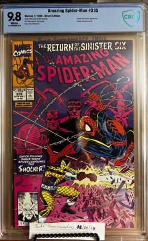 Amazing Spider-Man #335 9.8 CBCS Key: Sinister Six & Shocker app, Captain America cameo.