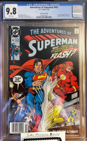 Adventures of Superman #463 9.8 CGC NEWSSTAND Flash vs Superman Race!