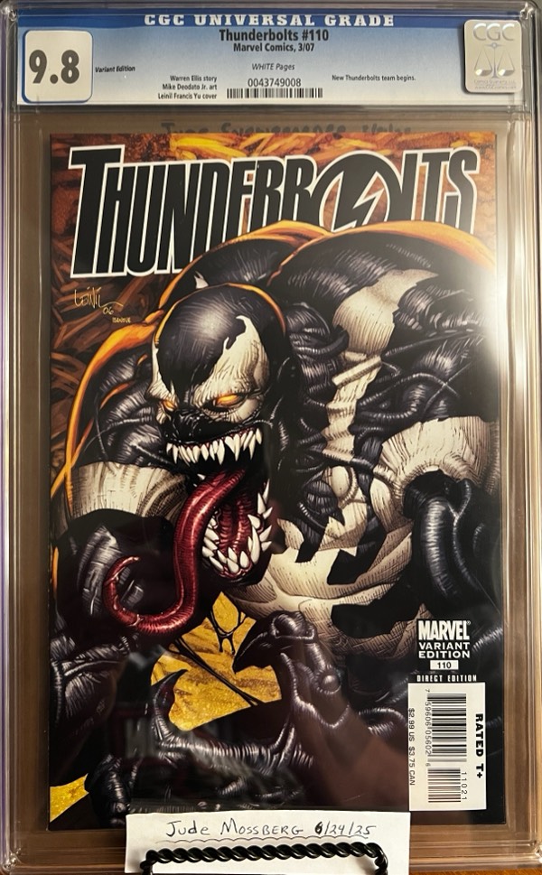 Thunderbolts #110 9.8 CGC Variant Leinil Francis Yu 1:20! KEY: New Thunderbolts Roster!
