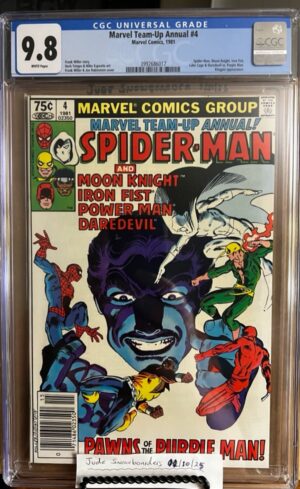 Marvel Team-Up Annual #4 NEWSSTAND 9.8 CGC KEY: Frank Miller 1st meet/team-up of Moon Knight, Daredevil, Luke Cage, & Iron Fist!