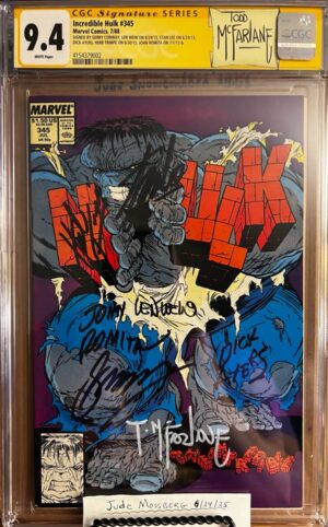 Incredible Hulk #345 9.4 CGC SS 7X Signed by McFarlane, Romia Sr., Trimpe, Conway, Wein, & Ayers!