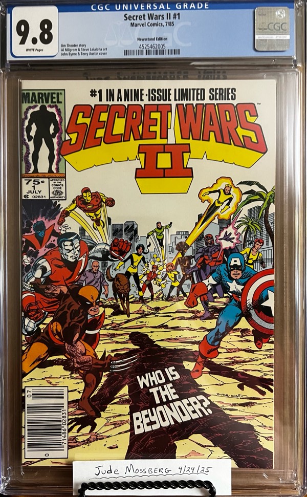 Secret Wars II #1 NEWSSTAND 9.8 CGC KEY: 1st app. Thundersword (Stewart Cadwall), 4th cameo app. The Beyonder (disguised as a robot)