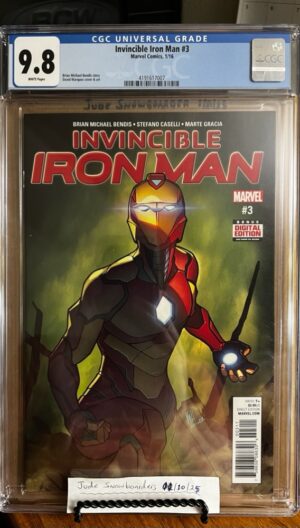 Invincible Iron Man #3 9.8 CGC (Vol 3) KEY: Debut of red/gold Armor, Stark suggests name Ironheart!
