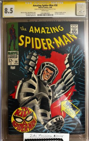 Amazing Spider-Man #58 8.5 CGC SS Signed by John Romita Sr. KEY: 1st app. Spider-Slayer Mark II!!