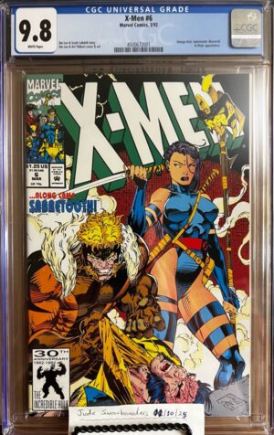 X-Men #6 9.8 CGC KEY: 1st app of Birdy, a telepath ally of Sabretooth, Jim Lee Cover