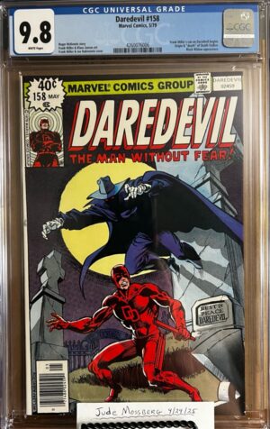 Daredevil #158 9.8 CGC NEWSSTAND KEY:  1st professionally published cover art by Frank Miller!
