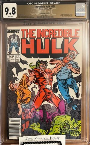 Incredible Hulk #330 9.8 NEWSSTAND CGC PEDIGREE! KEY: 1st cover on a main Marvel title by McFarlane
