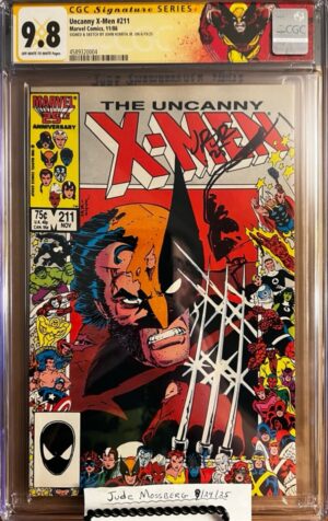 Uncanny X-Men #211 9.8 CGC SS Signed & Sketched by John Romita Jr.!