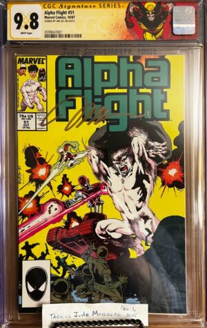 Alpha Flight #51 9.8 CGC SS Signed by Jim Lee! KEY: 1st artwork by Jim Lee at Marvel Comics!