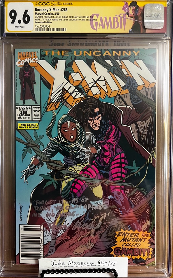 Uncanny X-Men #266 NEWSSTAND 9.6 CGC SS 2X Signed/Inscribed by Adam Kubert, Signed by Claremont!