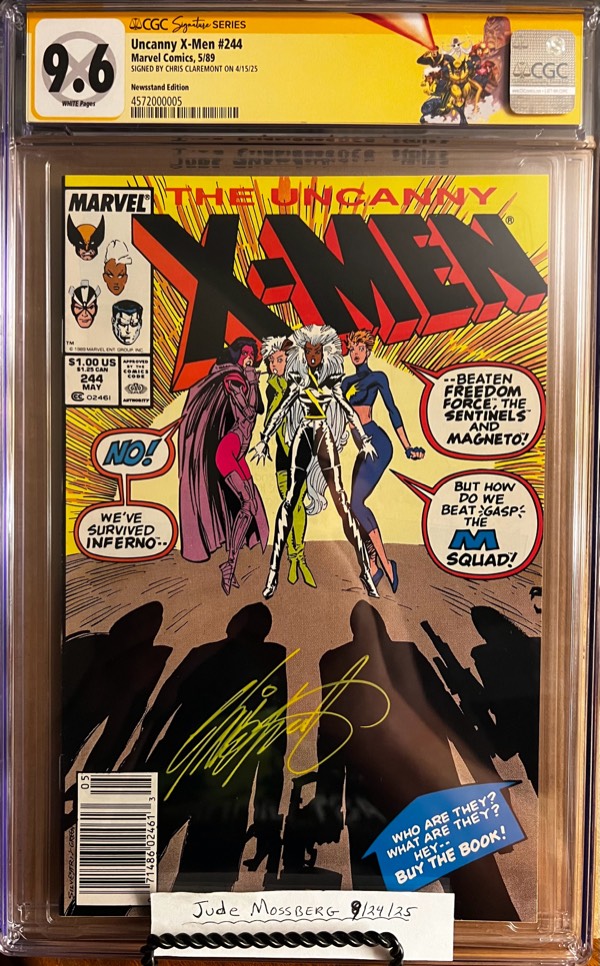 Uncanny X-Men #244 NEWSSTAND 9.6 CGC SS Signed by Claremont! KEY: 1st app of Jubilee