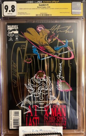 Gambit #1 9.8 CGC SS 3X Signed/Sketch by Klaus Janson, Signed by Howard Mackie & Lee Weeks!
