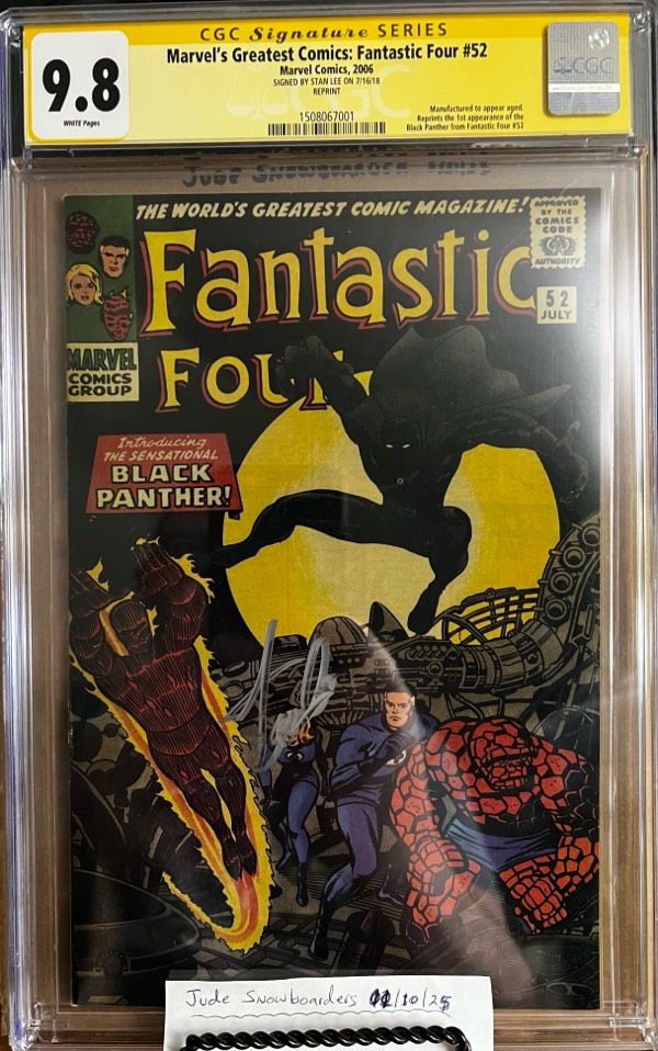 Marvel?s Greatest Comics: Fantastic Four #52 9.8 CGC SS Signed by Stan Lee! Rare!