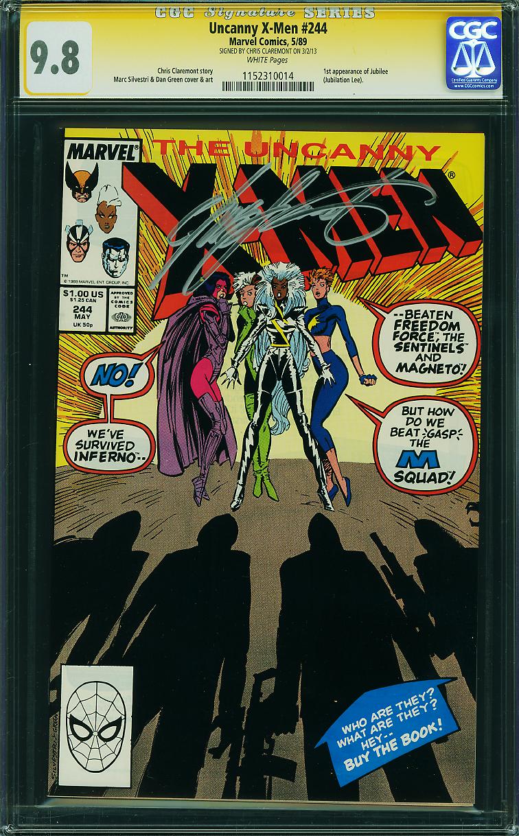 Uncanny X-Men #244 9.8 CGC SS Signed by Claremont! KEY: 1st app of Jubilee (Jubilation Lee)!