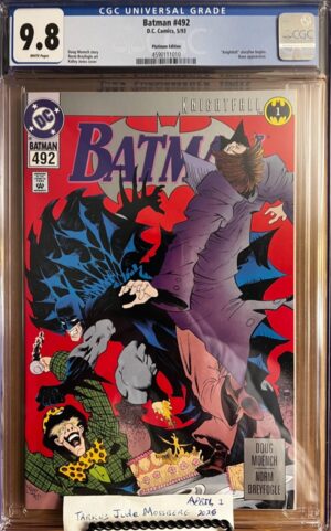 Batman #492 9.8 CGC Platinum KEY: Death of Film Freak/Knightfall begins
