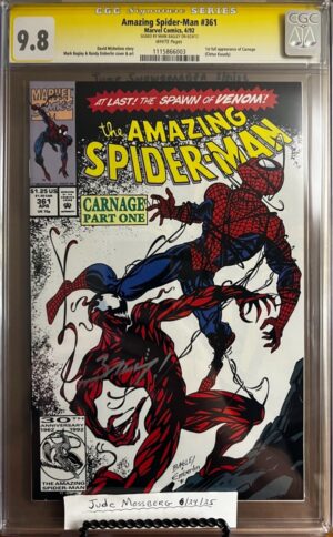Amazing Spider-Man #361 9.8 CGC SS Signed by Mark Bagley KEY: 1st full app of Carnage (Cletus Kasady)