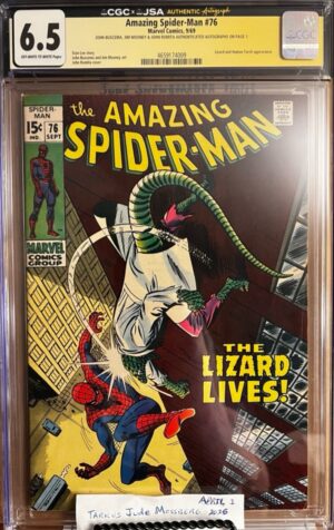 Amazing Spider-Man #76 6.5 CGC SS 3X Signed by John Buscema, John Romita Sr., & Jim Mooney!