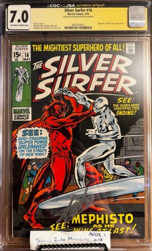 Silver Surfer #16 7.0 CGC SS Signed by Stan Lee! KEY: Cover art featuring Silver Surfer vs Mephisto
