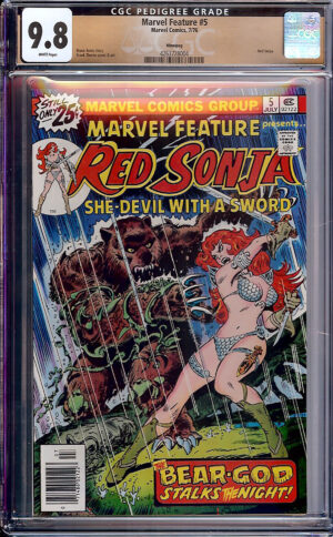 Marvel Feature #5 9.8 CGC Pedigree Gold! KEY: 4th illustrated work on Red Sonja by Frank Thorne