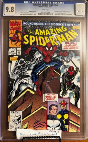 Amazing Spider-Man #356 9.8 CGC KEY: Night Thrasher, Nova, Punisher & Moon Knight app.