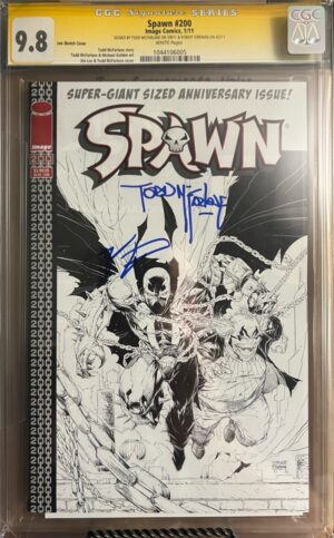 Spawn #200 9.8 CGC SS 2X Signed by Todd McFarlane & Robert Kirkman! KEY: 1:25 Lee Sketch cover