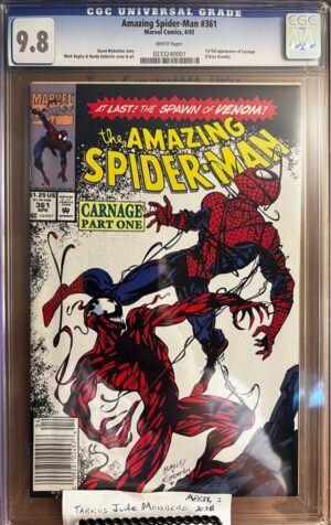 Amazing Spider-Man #361 NEWSSTAND 9.8 CGC KEY: 1st full app of Carnage (Cletus Kasady)