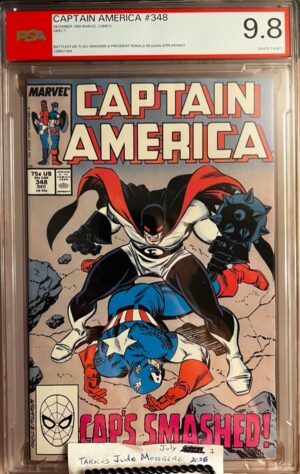 Captain America #348 9.8 PSA KEY: VERY RARE!! Flag-Smasher & President Ronald Reagan app