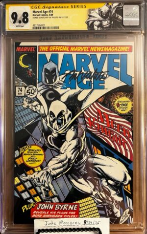 Marvel Age #74 9.8 CGC SS Signed & Sketched by Sal Velluto! KEY: His 1st Moon Knight & 1st cover - an Italian comic book artist!!