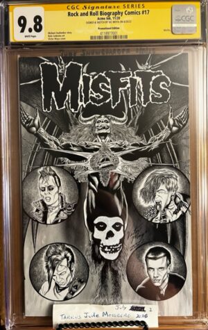 Rock and Roll Biography Comics #17 9.8 CGC SS Signed & Sketched by Victor Moya. KEY: Promotional/Recalled Misfits cover!!