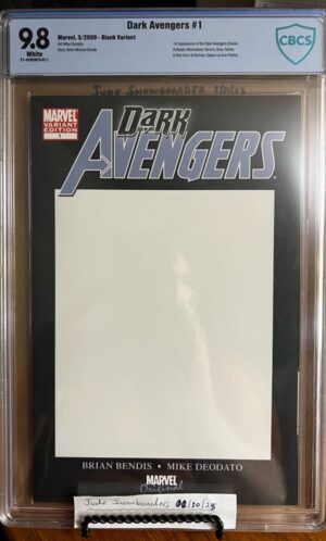 Dark Avengers #1 9.8 CBCS KEY: Blank Sketch Variant cover