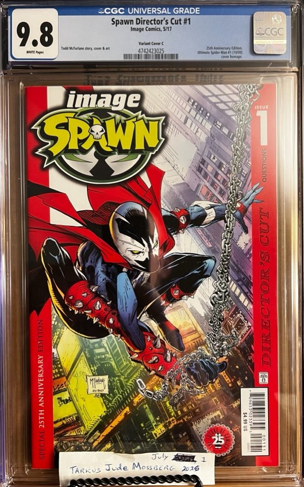 Spawn Directors Cut #1 9.8 CGC Variant Cover C KEY: Ultimate Spider-Man #1 homage
