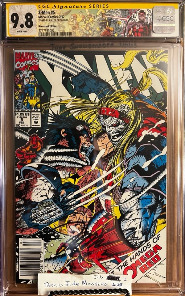 X-Men #5 NEWSSTAND 9.8 CGC SS Signed by Jim Lee! KEY: 1st app of Maverick/1st full cover app of Omega Red!