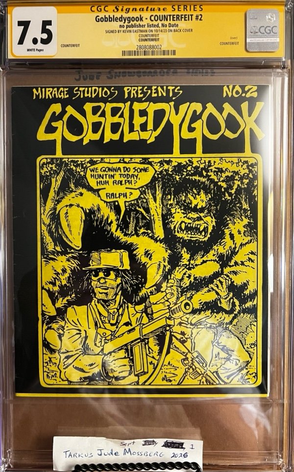 Gobbledygook #2 7.5 CGC SS Signed by Kevin Eastman on back cover! Gold Cover!