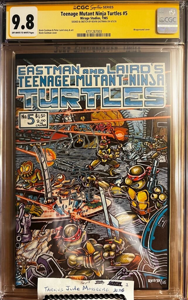 Teenage Mutant Ninja Turtles #5 9.8 CGC SS Signed and Sketched by Kevin Eastman! KEY: 3rd app of Fugitoid