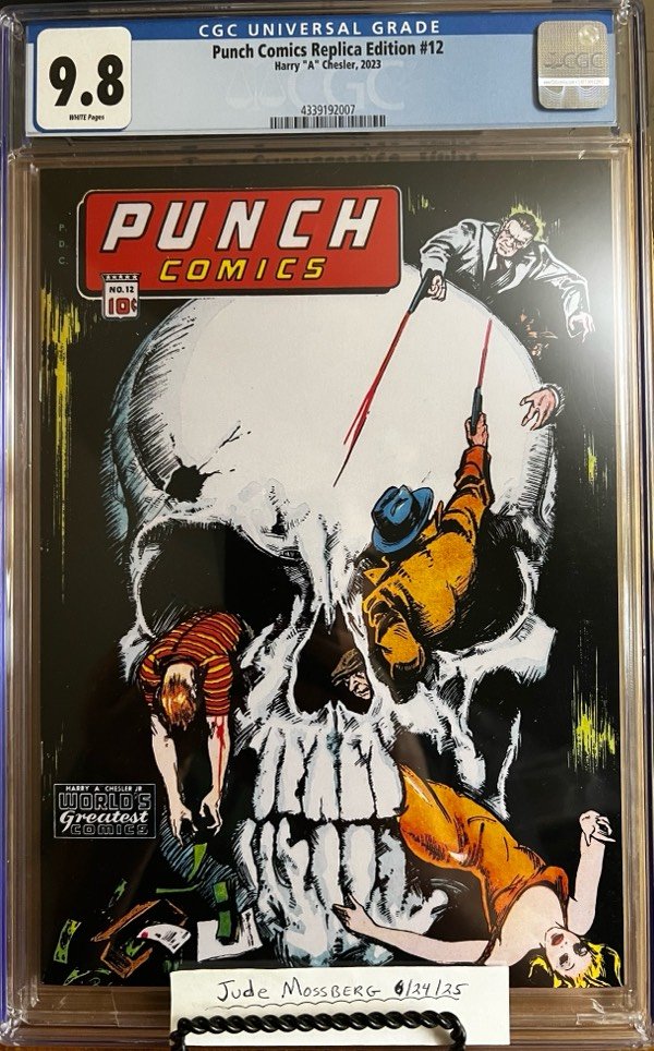 Punch Comics Replica Edition #12 9.8 CGC KEY: Harry A. Chesler 2023/Iconic 1945 skull cover art by Gus Ricca