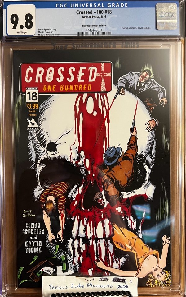 Crossed +100 #18 9.8 CGC KEY: Horrific Homage /Punch Comics #12!